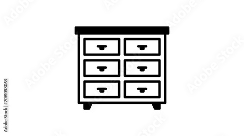 Black and white minimalist chest of drawers icon
