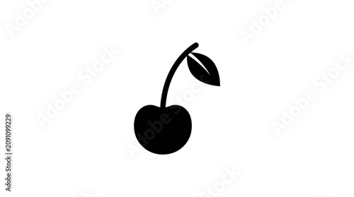 Cuadro en lienzo Cherry Silhouette On White Background A Minimalist Fruit Illustration cherries