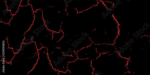 Red Lava Cracks Across Dark Background