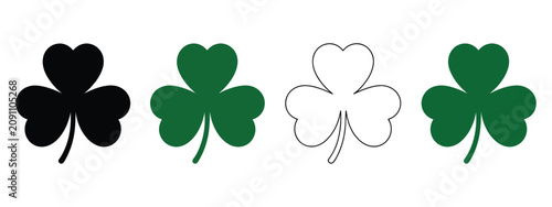 Obraz na płótnie Shamrock leaf icons featuring four lucky clover designs for St Patrick celebrati