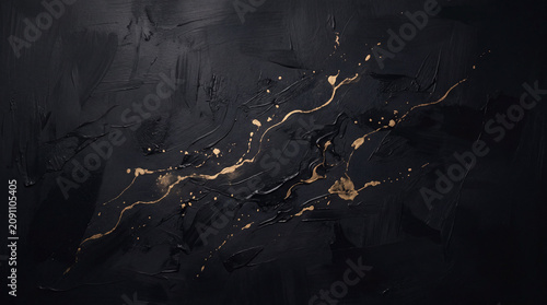 Luxury Black And Gold Abstract Oil Paint Texture Background