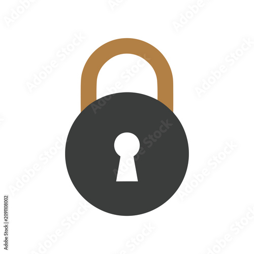 Canvas Print Padlock with gold handle closeup.