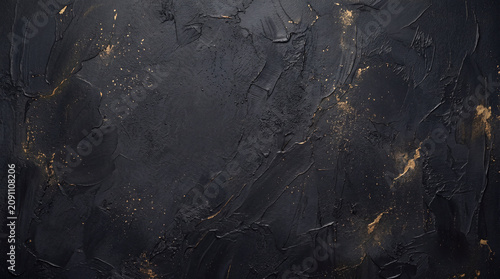 Dark Abstract Paint Texture Background With Gold Speckles