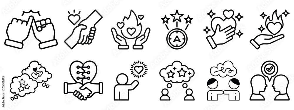 Obraz premium Vector symbols for trust, friendship, pinky promise, support, partnership, emotional intelligence, and collaboration