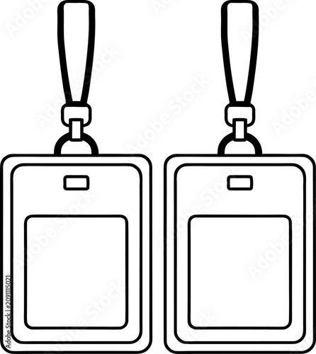 Foto A vertical, rectangular employee ID badge, centered against a clean white background
