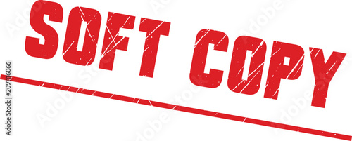 Schilderij op canvas SOFT COPY: Simple red rubber stamp mark showing bold lettering between two horizontal distressed parallel lines