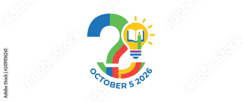 Colorful graphic design featuring a stylized question mark and a lightbulb icon for World Teachers Day 2026.