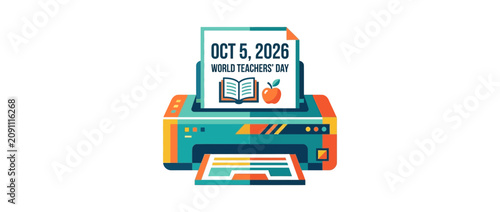 A colorful printer outputting a document for World Teachers Day.