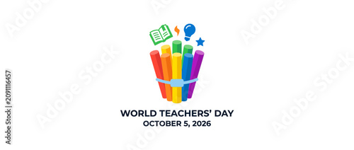 Colorful markers arranged in a cup for World Teachers Day celebration.