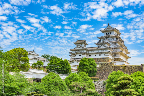 Himeji-jo (Himeji Castle), UNESCO World Heritage Site, National Treasure of Japan, with its castle tower and stone walls