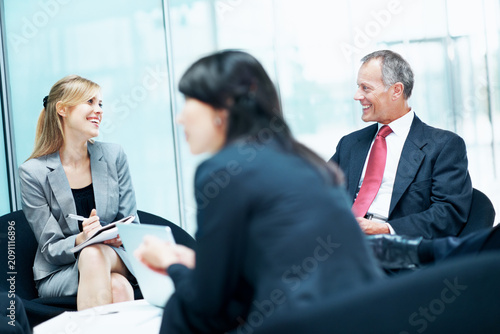 Canvastavla Laughing, meeting and talk with business people in office for sales projection, stakeholder and research