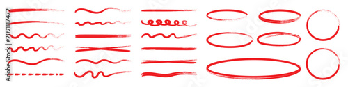 Foto Red brush stroke underline collection