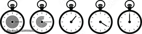 Foto Black and white stopwatch icons with different times