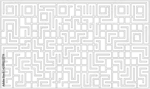 Photos Abstract geometric square maze line art vector illustration with complex puzzle