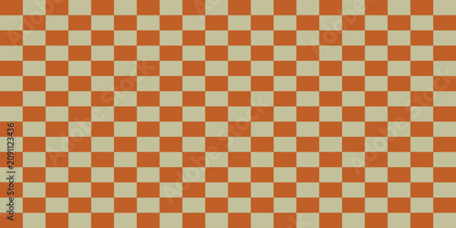 Cuadro en lienzo Abstract seamless checkerboard pattern background with orange terracotta and beige khaki squares