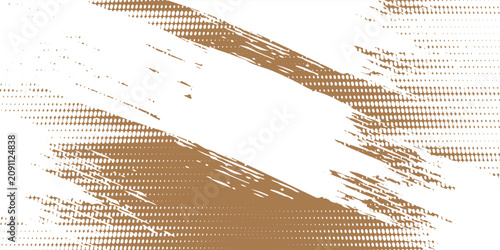 Fotografie Broad white paint brush stroke with textured edges centered on a warm tan background providing space for custom text or design