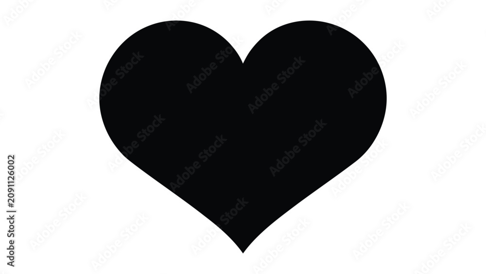 Obraz premium Black heart shape isolated on white background, heart symbol