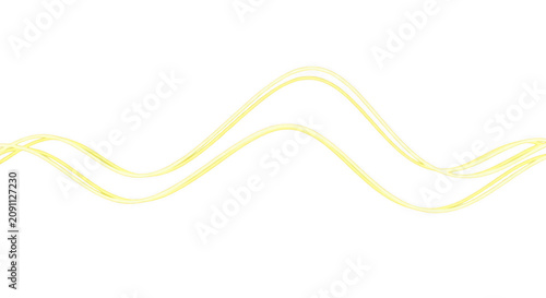 Abstract yellow wavy line during bright studio lighting concept of sound wave or data flow isolated on transparent background