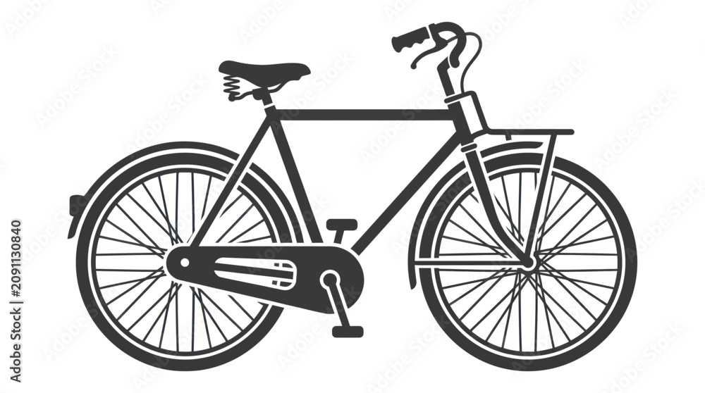 Fototapeta premium Black bicycle with two wheels.