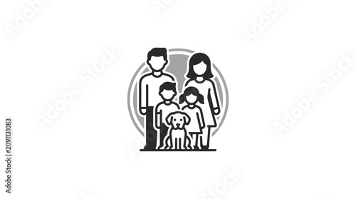 фотографія Family with two children and dog.