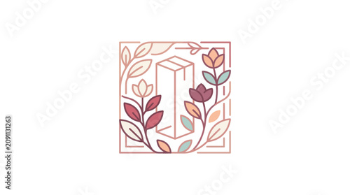 Bild auf Leinwand Monogram Letter with Floral Design.