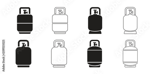Fotografie Set of Gas Cylinder Icon, Gas Cylinder Logo, Gas Cylinder vector illustration