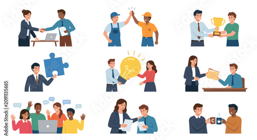 Corporate team collaboration and business partnership concepts.
