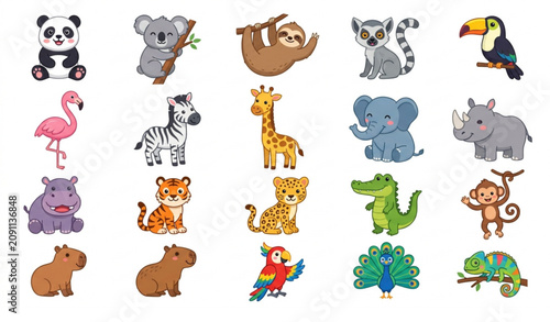 Photography Premium Cute Exotic Animal Character Vector Pack