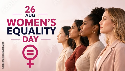 Women's Equality Day : Diverse group of women standing together for equality in a professional studio portrait