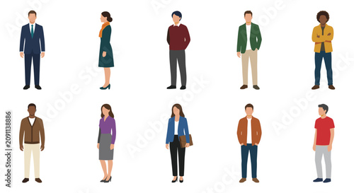 Full body portraits of diverse business professionals standing.