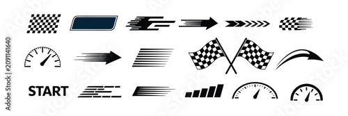Photography Racing Graphics Pack: Dynamic collection of checkered flags, speed lines, and other racing-themed graphic elements