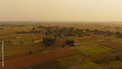 Aerial View of Dried Cornfields and Farmland in Rural Nepal	