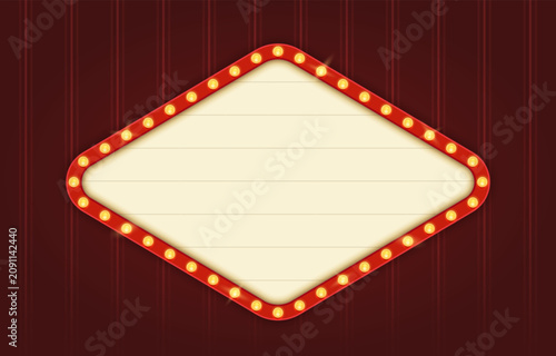 Cuadro en lienzo Retro rhombic or diamond shaped lightbox template with red border and round corn