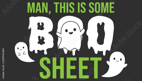 Bilde på lerret Halloween design with ghosts and spooky text on dark background