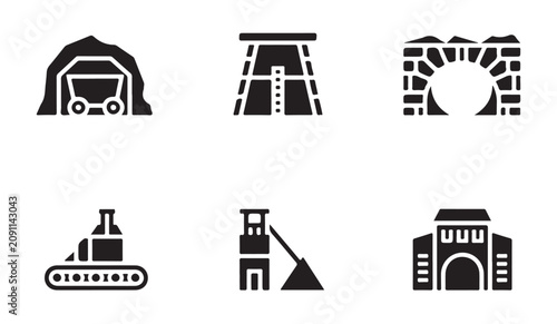 Fotografía Mining industry solid icons