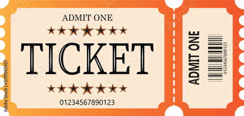Photos Ticket template with stars.