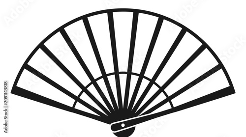 Simple black and white illustration of an open folding fan