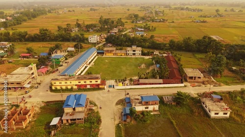 Aerial View of School Compound Surrounded by Nepali Village	