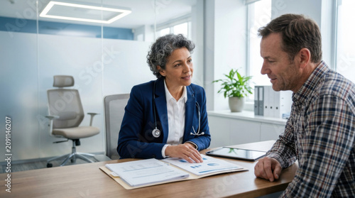 Doctor Discussing Medical Results With Patient In Modern Office