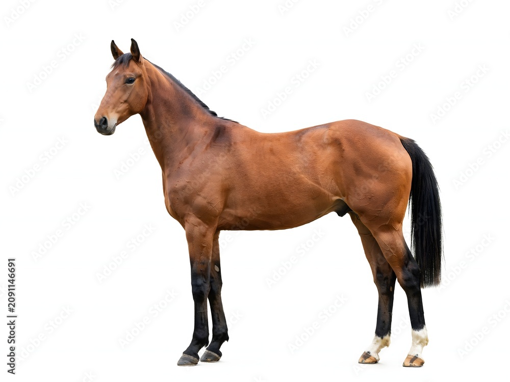 Naklejka premium Brown horse isolated on white background