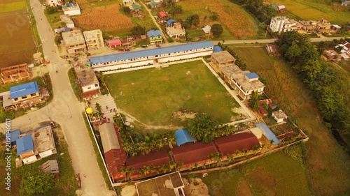 School Compound and Farmland Surroundings in Rural Nepal	