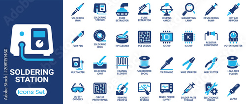 Foto Soldering station icon set