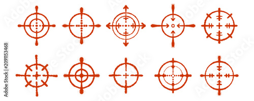 Tableau sur toile Collection bundle of aim focus targets with red color markings