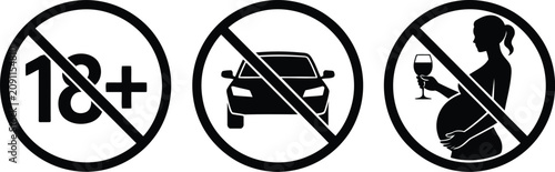 Tableau sur toile Safety warning prohibition signs vector illustration.
