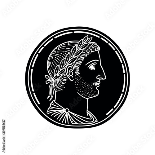 Obraz na plátně Ancient Roman Emperor Profile Coin Illustration.