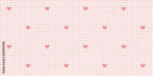 Heart Gingham Seamless Pattern on Blush Pink Background