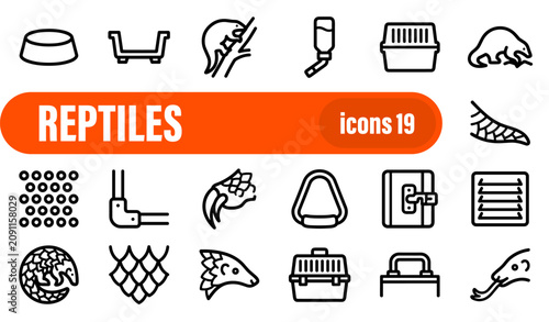 Konstfotografi Reptiles and Exotic Pets Line Icon Set
