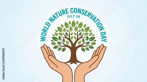 Hands holding tree for world nature conservation day