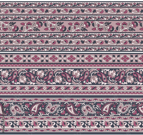 textile paisley border pattern on background