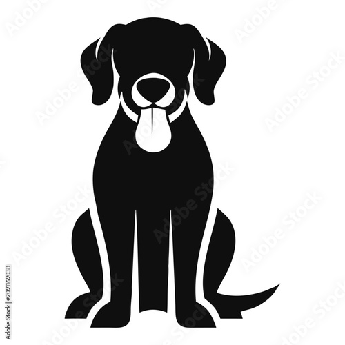 Solid silhouette icon of a sitting dog puppy pet